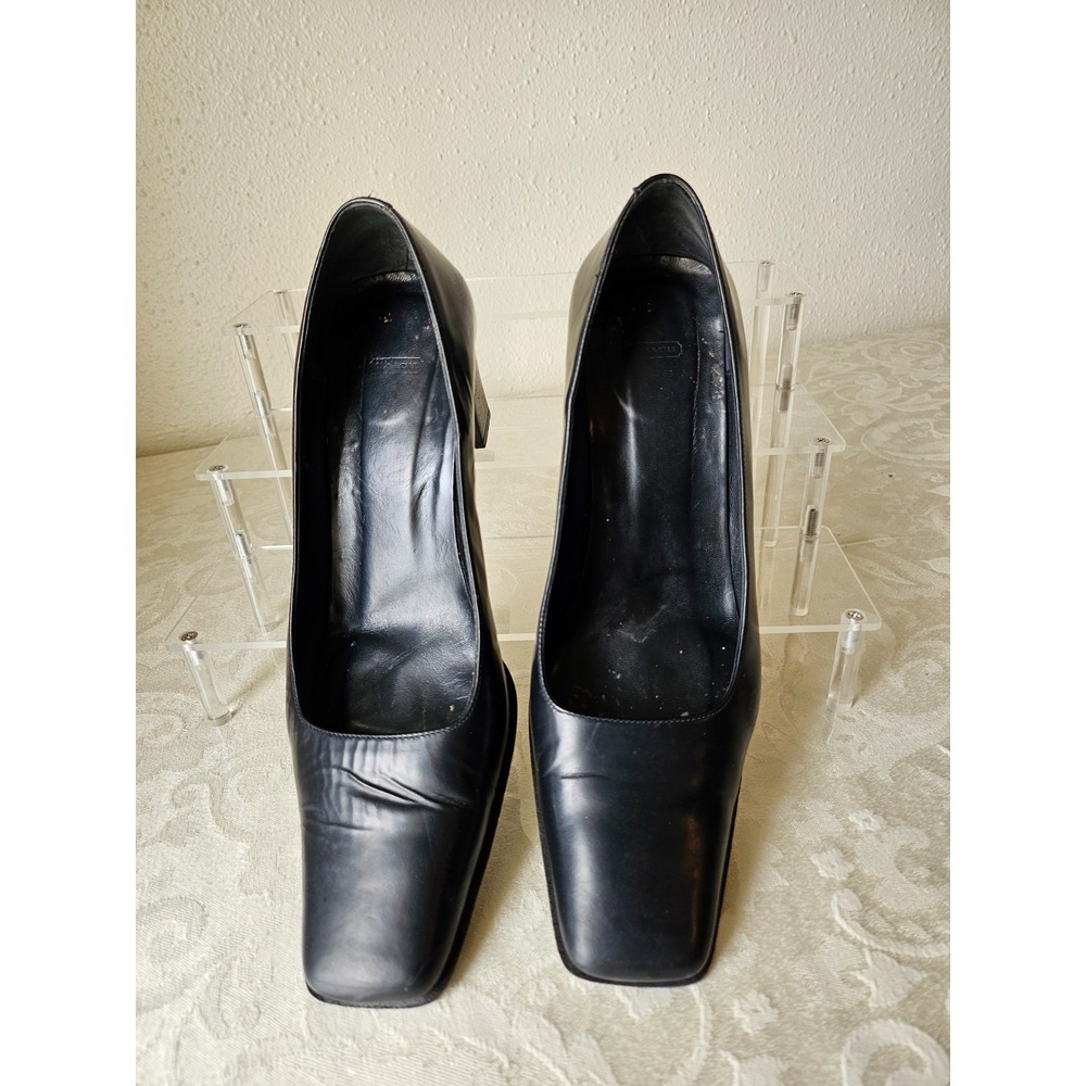 Coach - Malorie Do – Italian Made – Black Leather Square Toe Heels – Size 8 - Picture 6 of 9